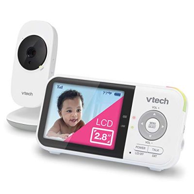 Shop VTech VM819 Video Baby Monitor with 19Hour Battery Life 1000ft Long Range Auto Night Vision 2.8” Screen 2Way Audio Talk Temperature Sensor Power Saving Mode and Lullabies, White