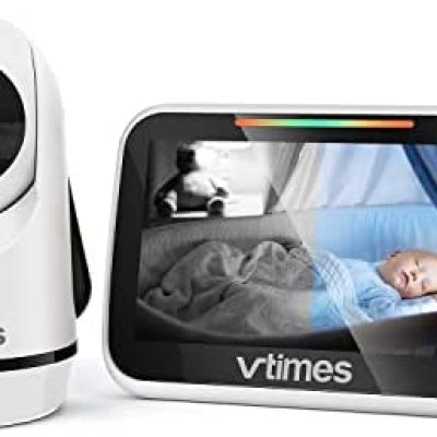 Shop Baby Monitor,Vtimes 5” Display Video Baby Monitor with Camera and Audio Remote Pan-Tilt-Zoom 355°Rotatable Wide View,No WiFi Two Way Audio Talk,Infrared Night Vision,8 Lullabies for Newborn/Eldy/Pet