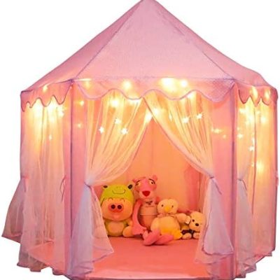 Shop ORIAN Princess Castle Playhouse Tent for Girls with LED Star Lights – Indoor & Outdoor Large Kids Play Tent for Imaginative Games – ASTM Certified, Princess Tent, 230 Polyester Taffeta. Pink 55″x53″.