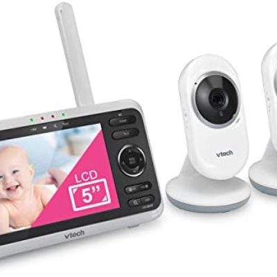 Discount [Newly Upgraded] VTech VM350-2 Video Monitor with Battery supports 12-hr Video-mode, 21-hr Audio-mode, 5″ Screen, 2 Cameras, 1000ft Long Range, Bright Night Vision, 2-WayTalk, Auto-onScreen, Lullabies