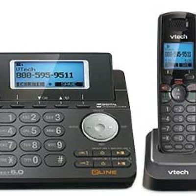 Shop VTech DS6151-11 DECT 6.0 2-Line Expandable Cordless Phone + (2) DS6101-11 Accessory Handset, Black