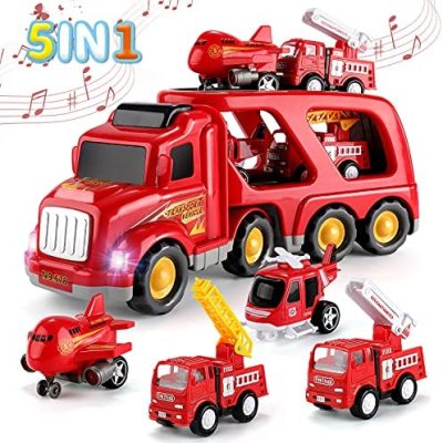 Shop Fire Truck Toys for 3 4 5 Years Old Boys Kids Toddlers, Ambulances Vehicles Toy Set, Large Transport Car go Truck, Car Carrier Vehicle Toddler Toys, Christmas Birthday Gifts for Kids