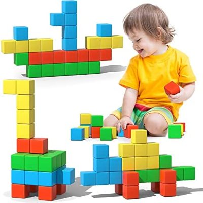 Discount Magnetic Blocks, 28 Pieces 1.34 inch Large Magnetic Building Blocks, 3D Magnetic Cubes for kids, Preschool Educational Construction Kit, Sensory Montessori Toys kids blocks for Boys Girls Toddlers