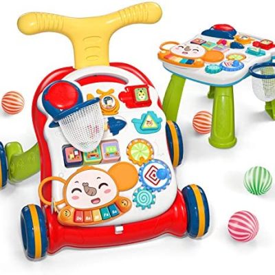 Discount CUTE STONE Sit-to-Stand Learning Walker, 2 in 1 Baby Walker, Early Educational Child Activity Center, Multifunctional Removable Play Panel, Baby Music Learning Toy Gift for Infant Boys Girls