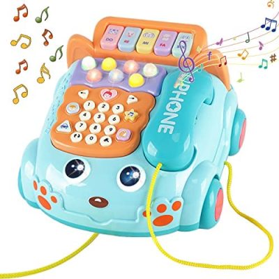 Discount Baby Phone Toy,Baby Toy Phone Cartoon Baby Piano Music Light Toy Children Pretend Phone, Kids Cell Phone Girl with Light Parent-Child Interactive Toy Gift Game Boy Girl Early Education Gift Blue