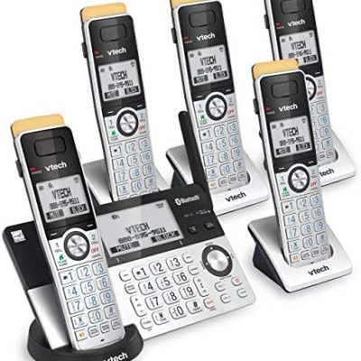 Discount VTech IS8151-5 Super Long Range 5 Handset DECT 6.0 Cordless Phone for Home with Answering Machine, 2300 ft Range, Call Blocking, Bluetooth, Headset Jack, Power Backup, Intercom, Expandable to 12 HS